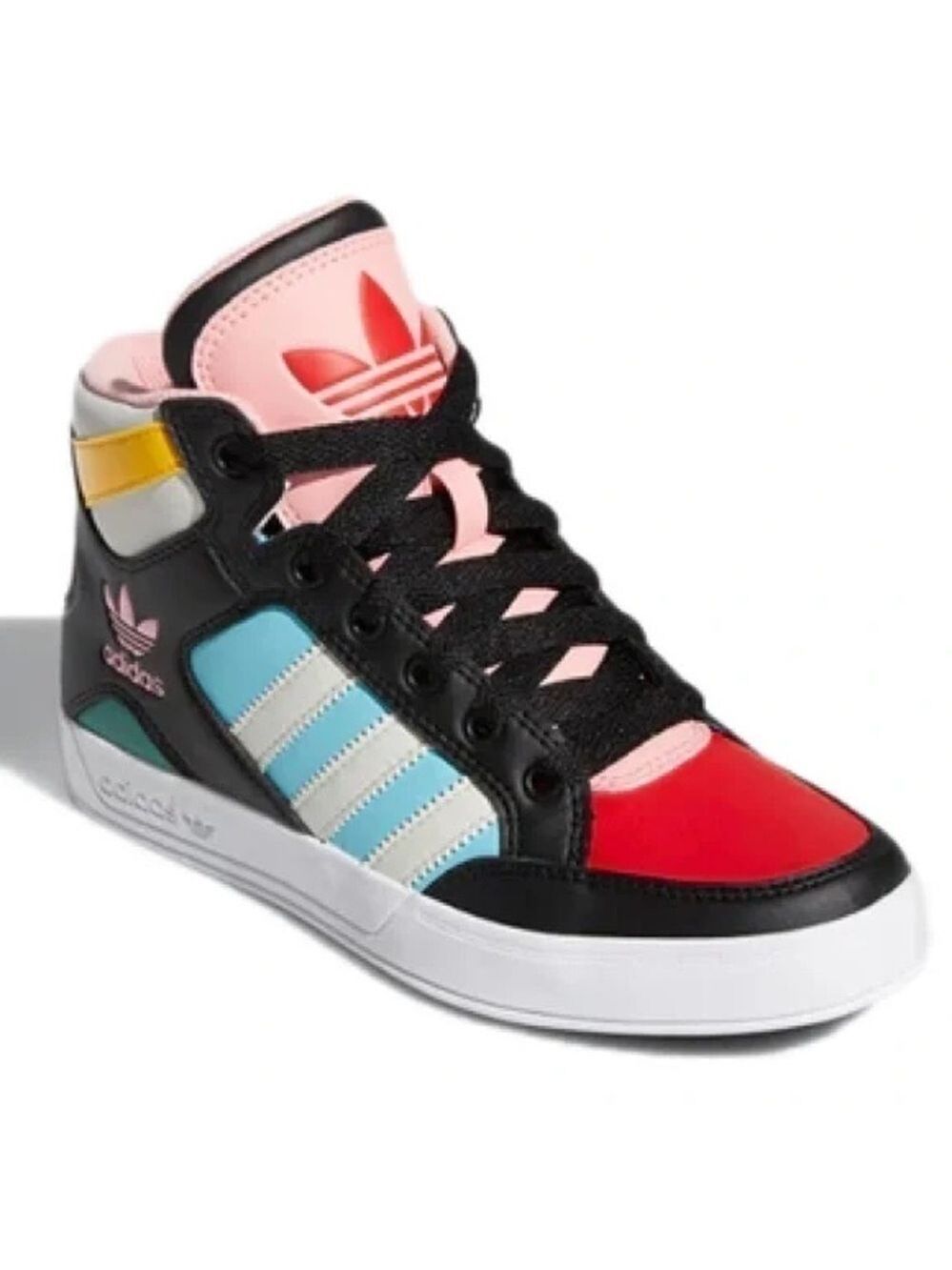 ADIDAS Hardcourt High White/Black/Pink Grade School Girls' Shoes